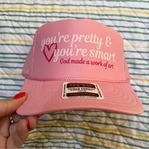 Pink Trucker Hat - "You're Pretty & You're Smart"